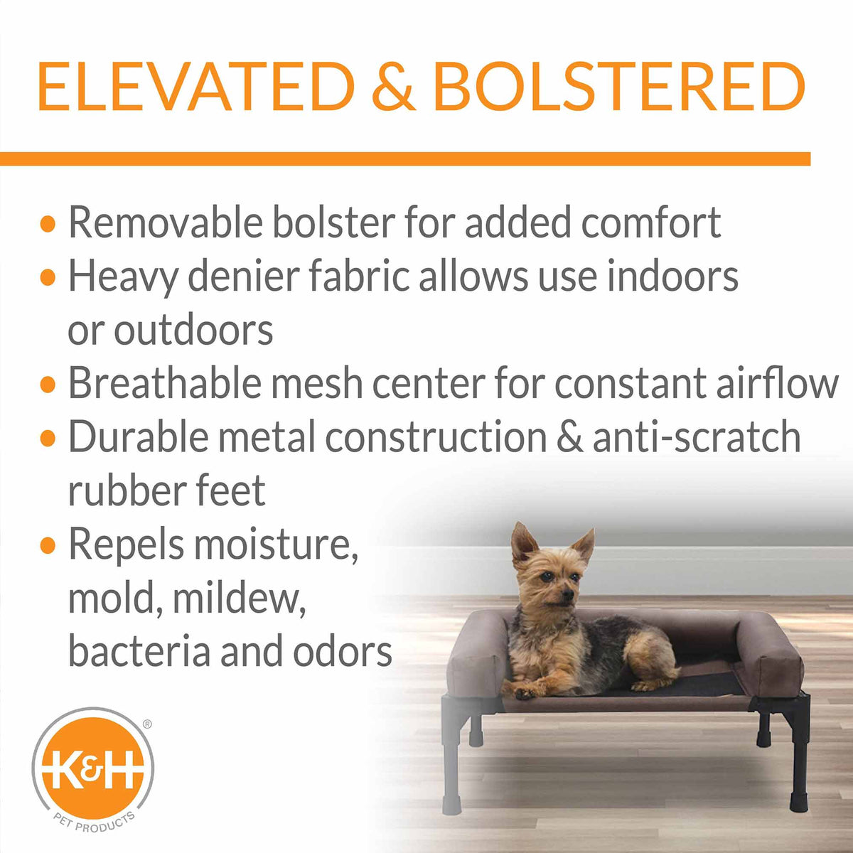 K&H Pet Products Original Bolster Pet Cot Elevated Pet Bed - MegaEssentials